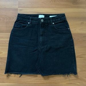 Black denim skirt